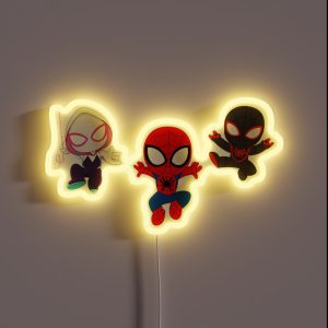 Amazing Friends Baby Spiders Ghost Cute Baby Spidey Girl Cartoon Spidey Black Spidey RGB Neon Sign