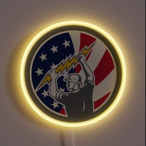American Electrician USA Flag Icon RGB Neon Sign