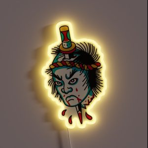 American Traditional Dead Japanese Samurai Tattoo RGB Neon Sign American Traditional Dead Japanese Samurai Tattoo RGB Neon Sign
