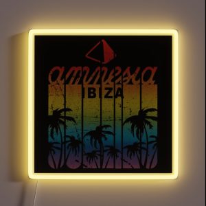 Amnesia IBIZA Club Vintage Palm Tree MODEL Legend Club RGB Neon Sign