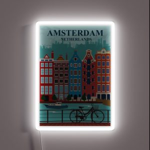Amsterdam Travel Poster RGB Neon Sign