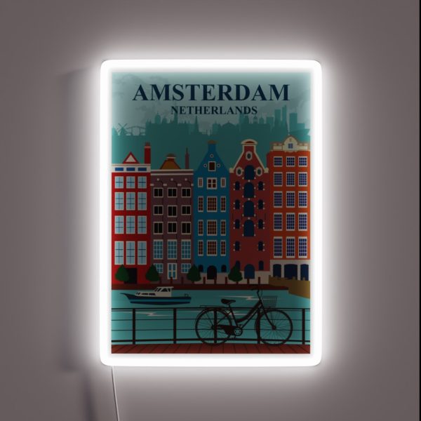 Amsterdam Travel Poster RGB Neon Sign