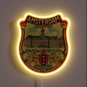 Amsterdam Vintage Travel Decal RGB Neon Sign