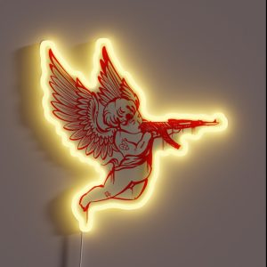 Angel With Machine Gun RGB Neon Sign