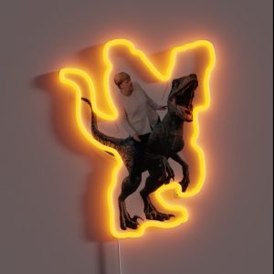 Angela Merkel Riding A Velociraptor RGB Neon Sign