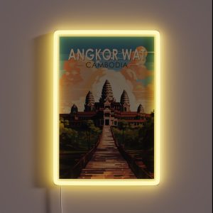 Angkor Wat Cambodia Travel Art Vintage RGB Neon Sign