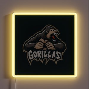 Angry Gorilla Mascot RGB Neon Sign
