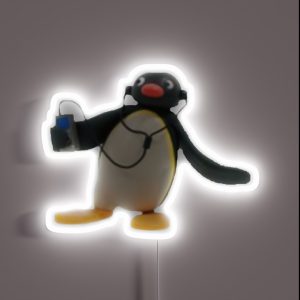 Angry Pingu Music Radio Headphones Cute Funny Official Merch RGB Neon Sign