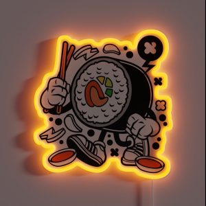 Angry Sushi With Chopsticks RGB Neon Sign