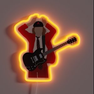 Angus Young AC DC Minimalistic RGB Neon Sign