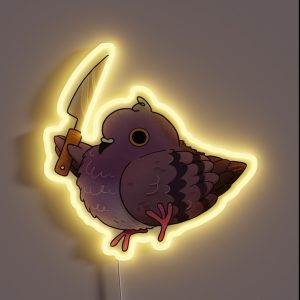 Angy Pigeon With A Knife RGB Neon Sign