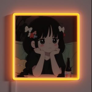 Anime Girl With Braided Hair RGB Neon Sign Anime Girl With Braided Hair RGB Neon Sign