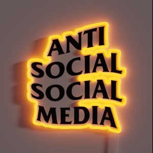Anti Social Social Media Black Text RGB Neon Sign