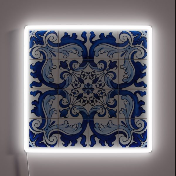 Antique Classic Lisbon Blue Azulejo Tile RGB Neon Sign