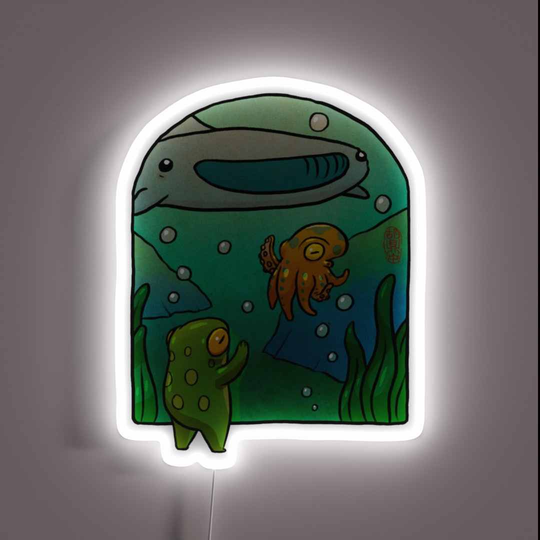 Aquarium Octopus Whale Shark Frog Artwork RGB Neon Sign Aquarium Octopus Whale Shark Frog Artwork RGB Neon Sign