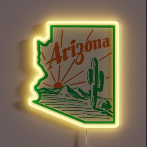 Arizona Cactus Vintage Travel Decal RGB Neon Sign