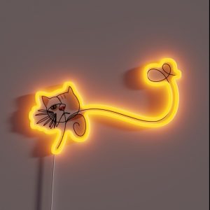 Art Line Of A Yellow Cat No 3 RGB Neon Sign