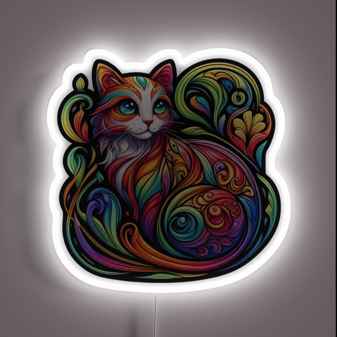 Art Nouveau Cat RGB Neon Sign Art Nouveau Cat RGB Neon Sign
