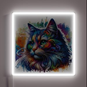 Artistic Cat Portrait In Bright Colors RGB Neon Sign Artistic Cat Portrait In Bright Colors RGB Neon Sign