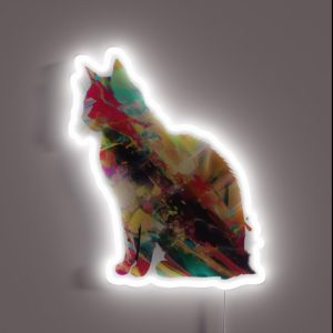 Artistic Cat Silhouette With Vibrant Color Bursts RGB Neon Sign Artistic Cat Silhouette With Vibrant Color Bursts RGB Neon Sign