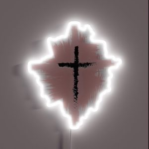 Artistic Christian Cross Black And Pink Modern Minimalist Artistic Lines RGB Neon Sign