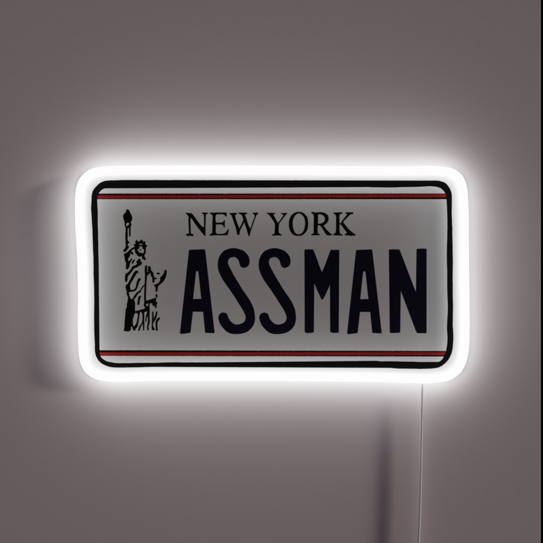 Assman License Plate RGB Neon Sign Assman License Plate RGB Neon Sign