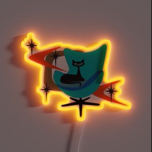 Atomic Cat Sitting On A Retro Styled Chair RGB Neon Sign