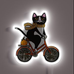 Autumn Cat On A Bicycle RGB Neon Sign Autumn Cat On A Bicycle RGB Neon Sign
