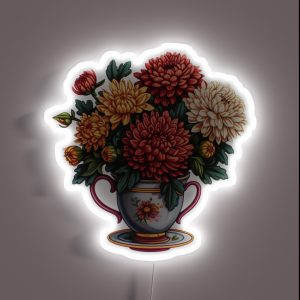 Autumn Elegance Chrysanthemum Teacup Bouquet RGB Neon Sign Autumn Elegance Chrysanthemum Teacup Bouquet RGB Neon Sign