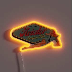 Aviator Engine Oil Vintage Retro Decal RGB Neon Sign
