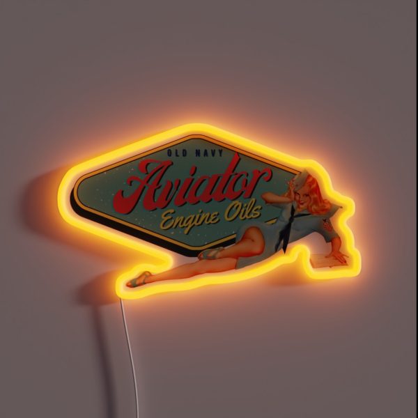 Aviator Engine Oil Vintage Retro Decal RGB Neon Sign
