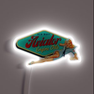 Aviator Engine Oil Vintage Retro Decal Variant RGB Neon Sign