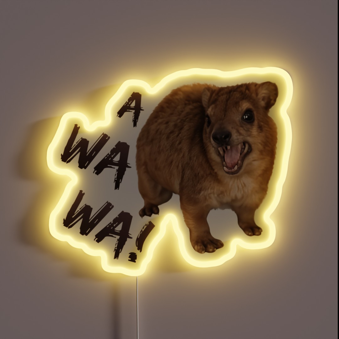 Awawa Angry Screaming Hyrax Meme Cute And RGB Neon Sign Awawa Angry Screaming Hyrax Meme Cute And RGB Neon Sign