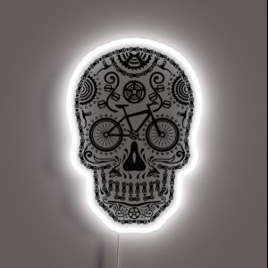 Awesome Cycling And Bicycling Sugar Skull Graphic RGB Neon Sign