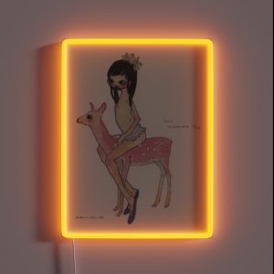 Aya Takano Pink Deer Artwork RGB Neon Sign
