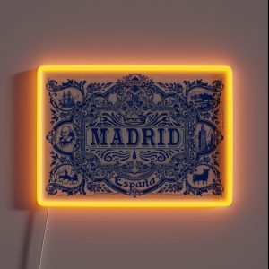 Azulejo Decoration Madrid Blue Vintage Azulejos Tiles RGB Neon Sign