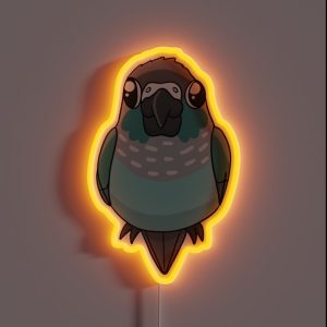 Baby Turquoise Green Cheek Conure RGB Neon Sign