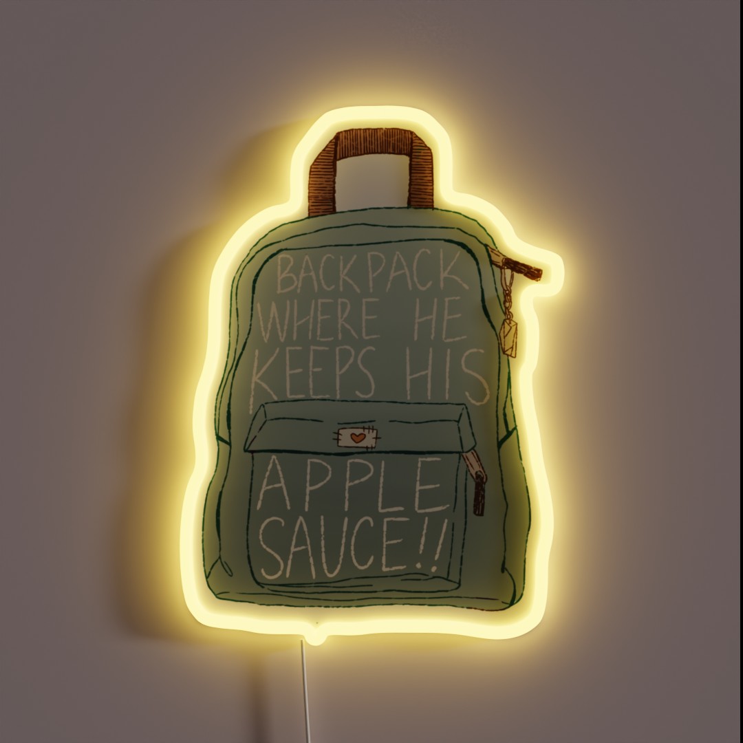 Backpack Where He Keeps His Applesauce RGB Neon Sign Backpack Where He Keeps His Applesauce RGB Neon Sign