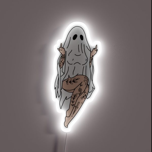 Badass Tattooed Ghost Pinup 1 RGB Neon Sign