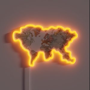 Baesic Vintage World Map RGB Neon Sign