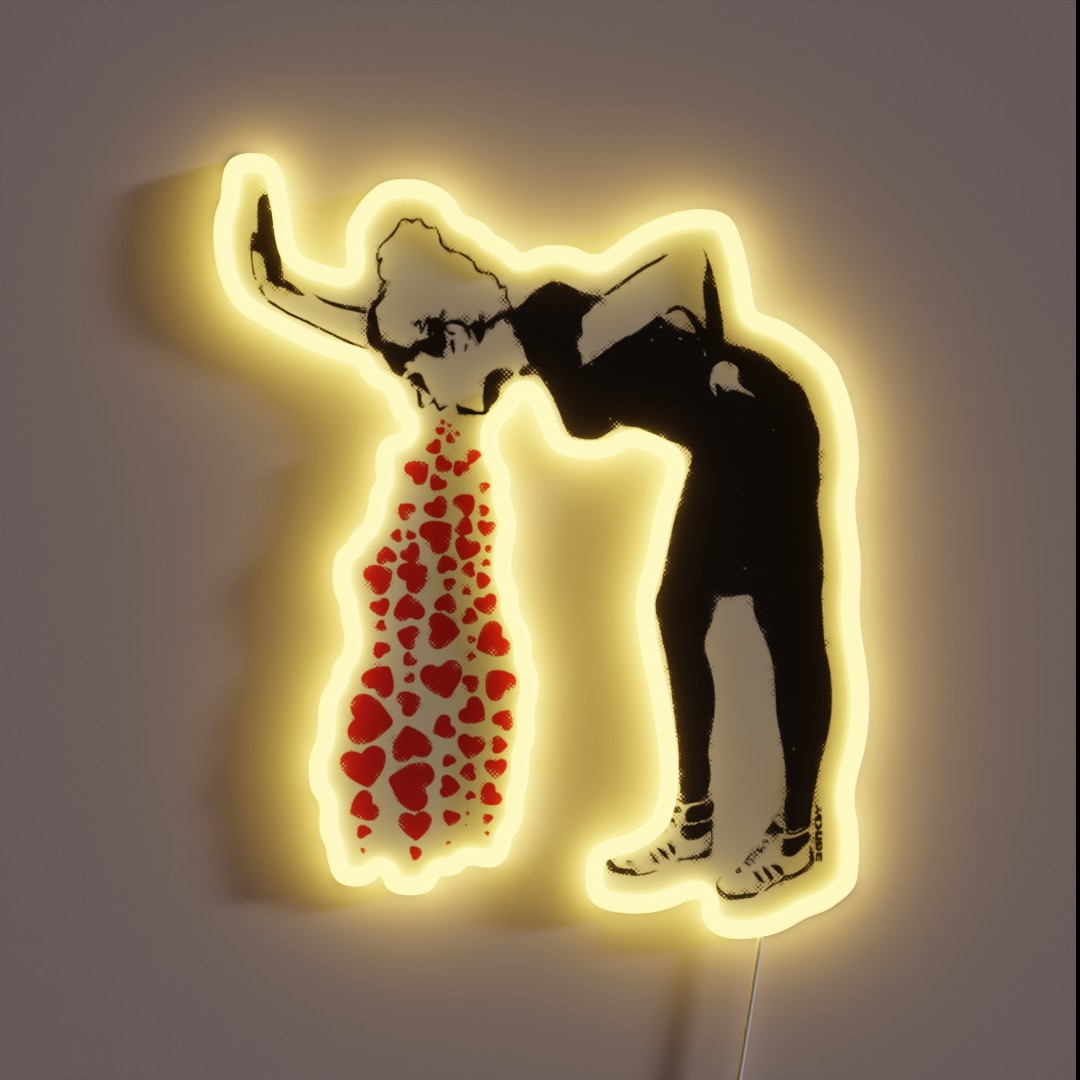 Banksy Graffiti Love Sick Woman With Snickers RGB Neon Sign Banksy Graffiti Love Sick Woman With Snickers RGB Neon Sign