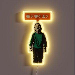 Banksy Graffiti NO LIKES Kid Crying And Social Media Parody On White Background Nobody Likes Me HD HIGH QUALITY ONLINE STORE RGB Neon Sign