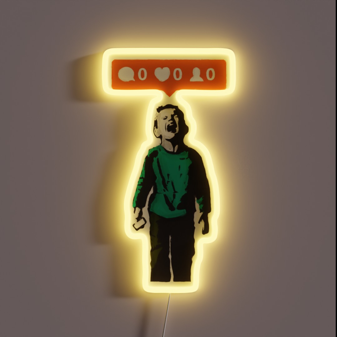 Banksy Graffiti NO LIKES Kid Crying And RGB Neon Sign Banksy Graffiti NO LIKES Kid Crying And RGB Neon Sign