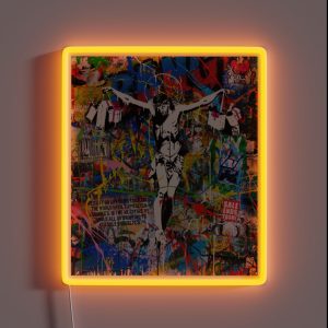 Banksy Shopping Jesus Pop Street Art Mashup RGB Neon Sign