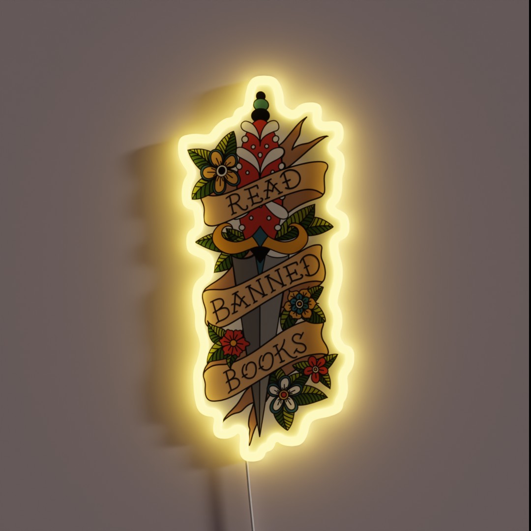 Banned Books Traditional Tattoo RGB Neon Sign Banned Books Traditional Tattoo RGB Neon Sign