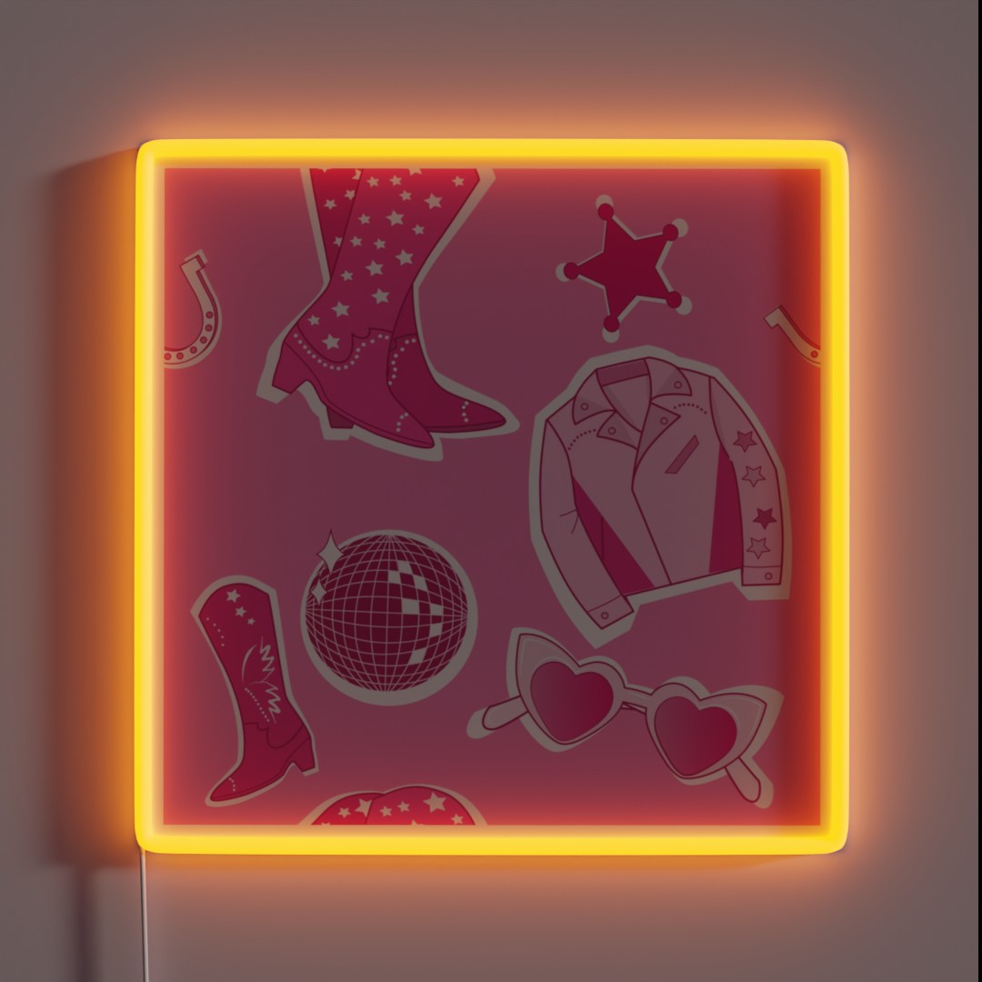 Barbiecore Seamless Pattern RGB Neon Sign Barbiecore Seamless Pattern RGB Neon Sign