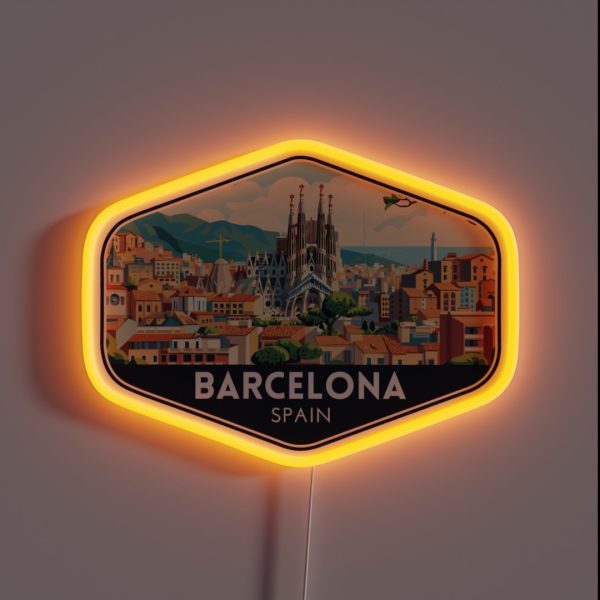 Barcelona Spain City Travel Souvenir RGB Neon Sign