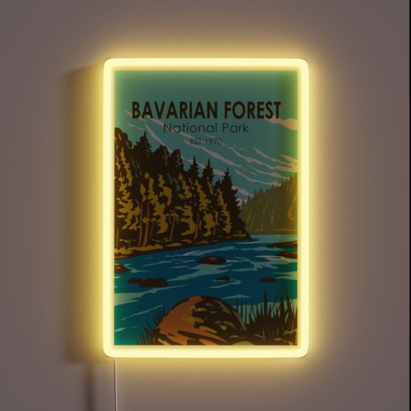Bavarian Forest National Park Germany Vintage RGB Neon Sign