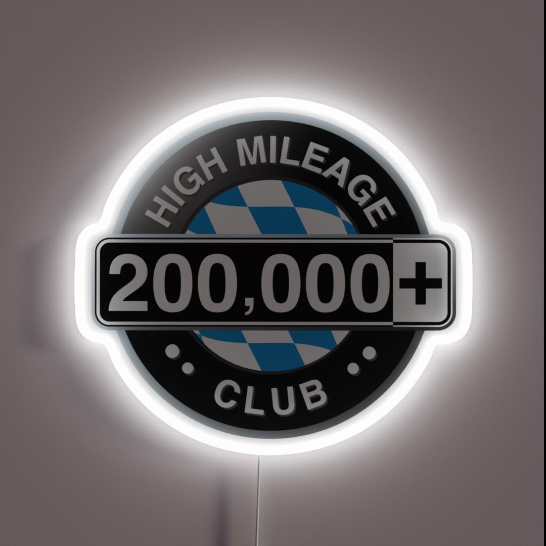 Bavarian High Mileage Club 200 000 Miles RGB Neon Sign Bavarian High Mileage Club 200 000 Miles RGB Neon Sign