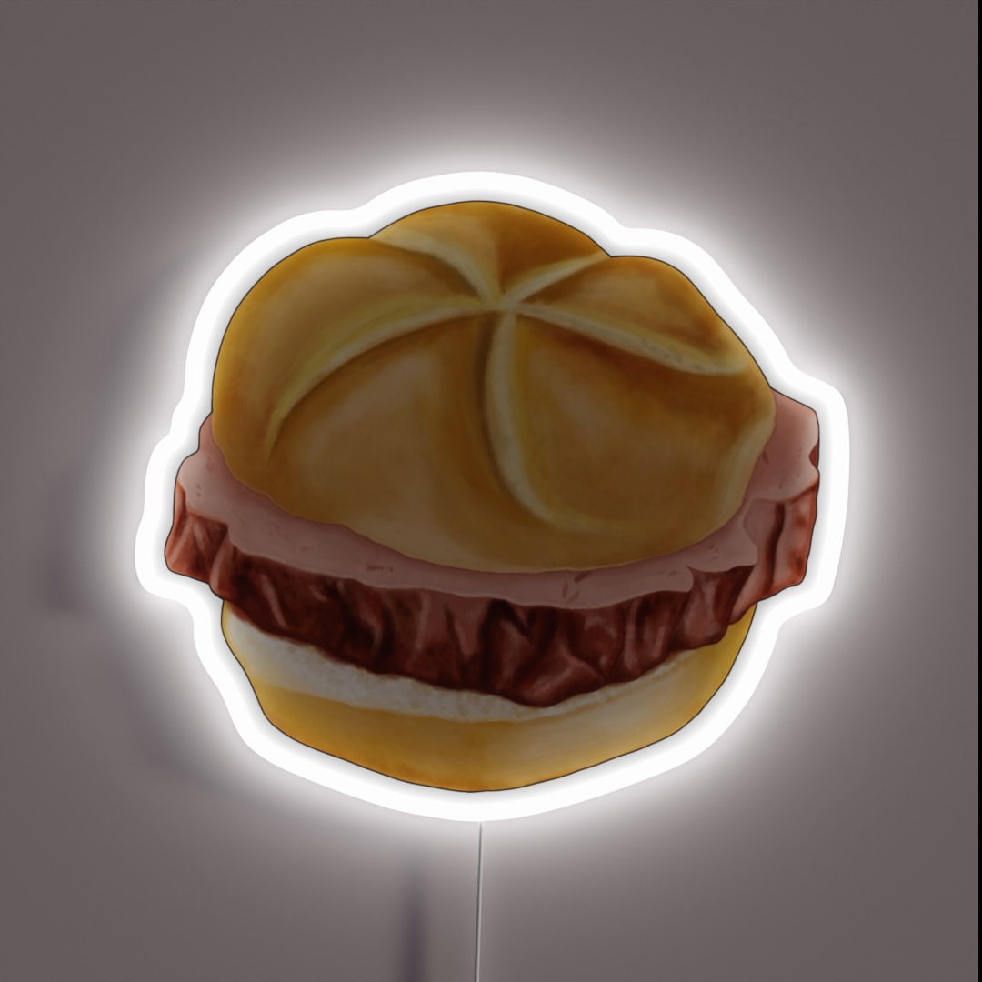 Bavarian Meat Loaf In Bread Roll RGB Neon Sign Bavarian Meat Loaf In Bread Roll RGB Neon Sign